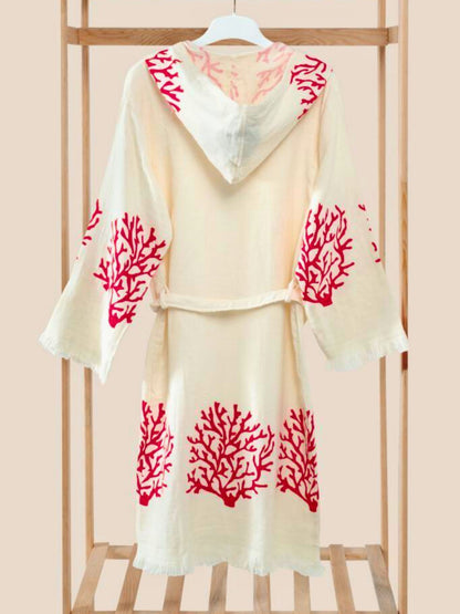 Bulk Tie Dye Muslin Robe with Hooded Red Tree of Life Pack of 3 by Cottonpolis-3
