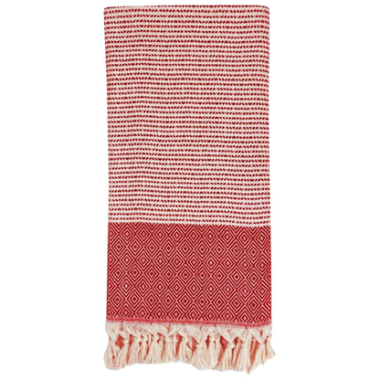 Diamond Striped Turkish Beach Towels Peshtemal, Bulk Pack of 10, Red-2