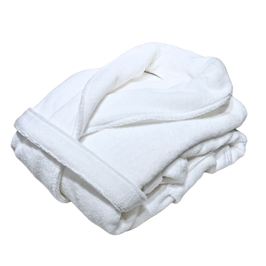Wholesale Hotel Bathrobe Terrycloth 400 Gsm Shawl Collar, 100% Turkish Cotton Robes White by Cottonpolis