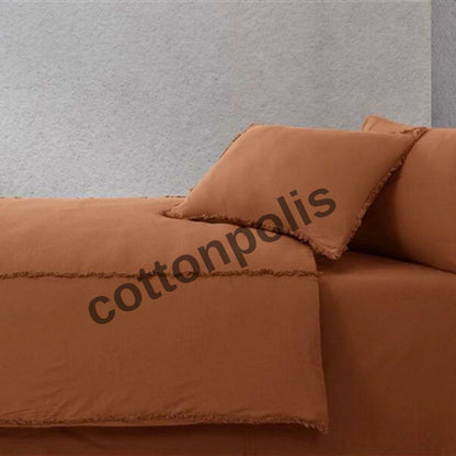 Wholesale Muslin with Fringed Duvet Cover and Sets, Organic 100% Turkish Cotton Bedding Sets by Cottonpolis