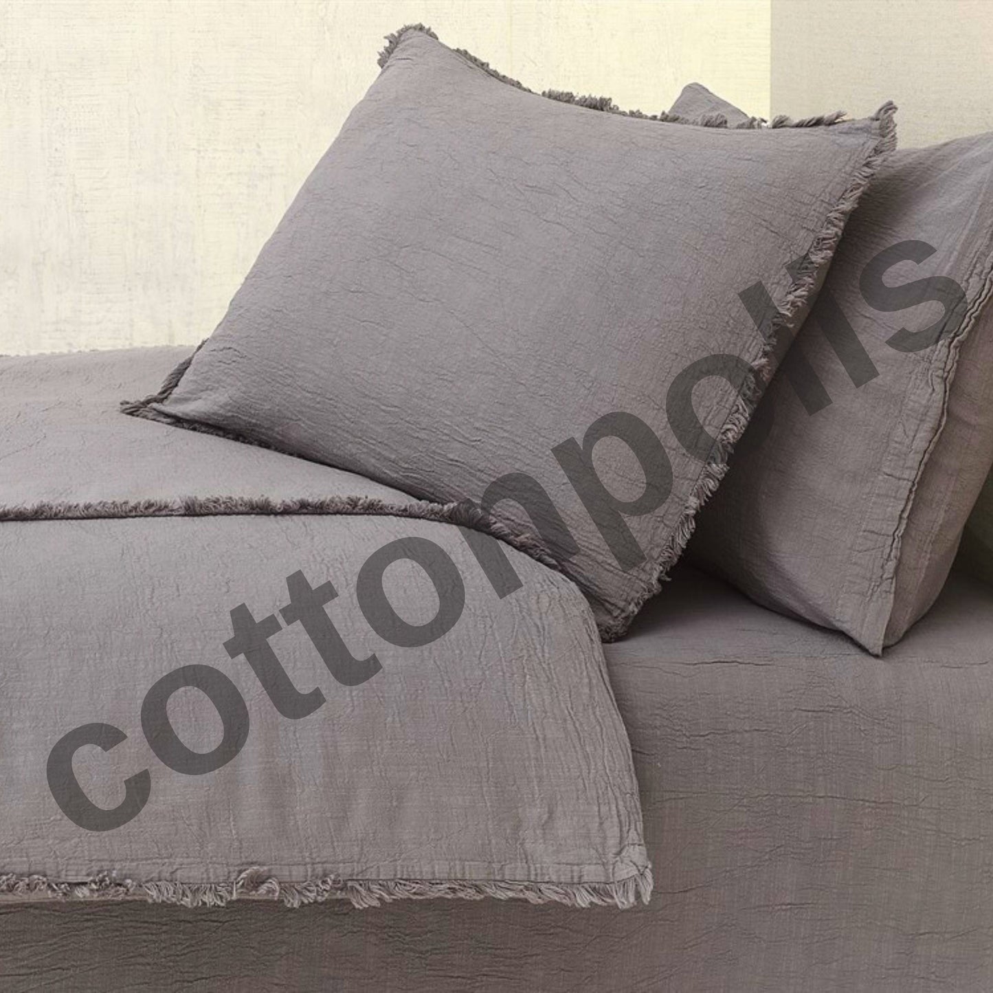 Wholesale Muslin with Fringed Duvet Cover and Sets, Organic 100% Turkish Cotton Bedding Sets by Cottonpolis