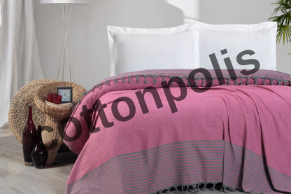 Wholesale Turkish Blankets Diamond Striped Bedspreads 100% Cotton by Cottonpolis