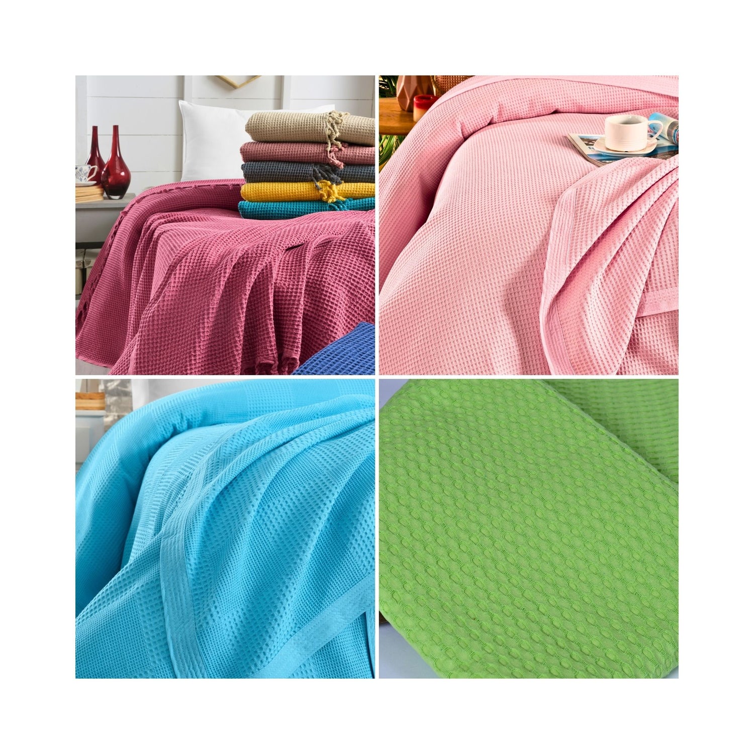 Enhance your bedding collection with the luxurious texture and comfort of Cottonpolis' wholesale waffle blankets and bedspreads.  Crafted from premium Turkish cotton, our waffle weave textiles offer a unique blend of softness, breathability, and style. Perfect for hotels, spas, and retailers seeking to provide their customers with a touch of elegance and warmth.